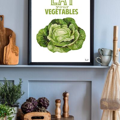 Gift for women, Christmas Gifts, Gift for her, Christmas Gifts for mom, Wall art print Kitchen Wall Art Eat your Vegetables Poster TYQ037WA4 - A5 White 5.8x8.2 (No Hanger)