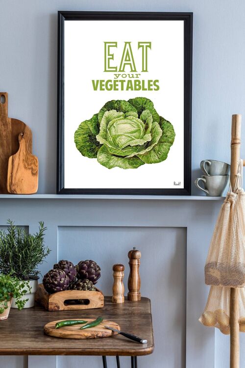 Gift for women, Christmas Gifts, Gift for her, Christmas Gifts for mom, Wall art print Kitchen Wall Art Eat your Vegetables Poster TYQ037WA4 - A5 White 5.8x8.2