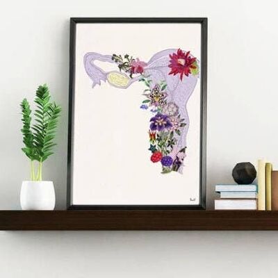 Gift Idea - Sister gift - Half Purple Uterus Print - Pregnancy Gift - Feminist Wall Art - Anatomy Print - Women gift - OBGIN gift - SKA250 - White 8x10 (No Hanger)