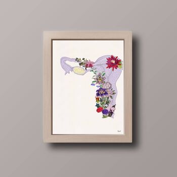 Idée cadeau - Cadeau soeur - Impression demi-utérus violet - Cadeau de grossesse - Art mural féministe - Impression anatomie - Cadeau femme - Cadeau OBGIN - SKA250 - A3 Blanc 11,7x16,5 4