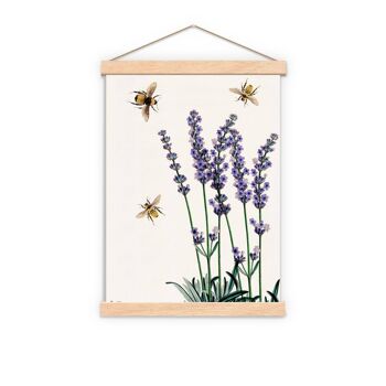 Idée cadeau, idée cadeaux de Noël, abeilles avec impression de lavande - cadeau de pendaison de crémaillère - impression d'art Save the Bees - impression de fleurs et d'abeilles - BFL117WA4 - A4 blanc 8,2 x 11,6 3