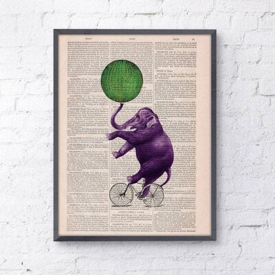 Gift Idea, Circus Elephant, Wall art, Wall decor, Digital prints animal, Giclee, Gift Art for Home, Nursery wall art, Prints, ANI094 - Book Page M 6.4x9.6