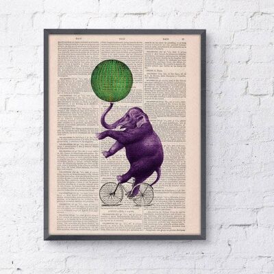 Gift Idea, Circus Elephant, Wall art, Wall decor, Digital prints animal, Giclee, Gift Art for Home, Nursery wall art, Prints, ANI094 - Book Page S 4.1x6.6
