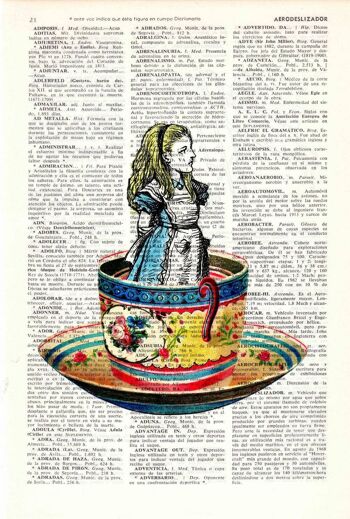 Idée cadeau, cadeau pour elle, Noël Svg, cadeaux de Noël, Alice au pays des merveilles Alice dans une tasse de thé Collage impression sur la page de dictionnaire Vintage ALW011b - livre Page S 5 x 7 2