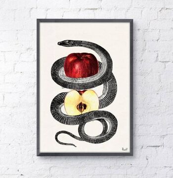 Idée cadeau, cadeau pour elle, Svg de Noël, cadeaux de Noël, cadeau de docteur Red Temptation Snake et Apple Wall art print ANI202WA4 - A5 White 5.8x8.2 (No Hanger) 2