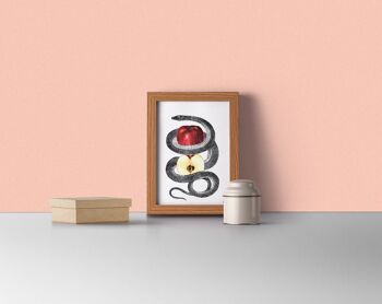 Idée cadeau, cadeau pour elle, Svg de Noël, cadeaux de Noël, cadeau de docteur Red Temptation Snake et Apple Wall art print ANI202WA4 - A5 White 5.8x8.2 4