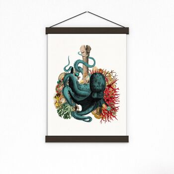 Idée cadeau, cadeau pour lui, impression de poumons de poulpe et de fonds marins - Poumons anatomiques - Art de l'anatomie humaine - Cadeau d'art de poulpe - Affiche d'anatomie - SKA270 - A5 Blanc 5,8 x 8,2 3