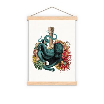 Idée cadeau, cadeau pour lui, impression de poumons de poulpe et de fonds marins - Poumons anatomiques - Art de l'anatomie humaine - Cadeau d'art de poulpe - Affiche d'anatomie - SKA270 - A4 Blanc 8,2 x 11,6 2