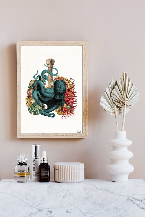 Gift Idea, Gift for Him, Octopus and Seabed Lungs Print - Anatomical Lungs - Human Anatomy Art- Octopus Art Gift - Anatomy Poster - SKA270 - White 8x10 (No Hanger)