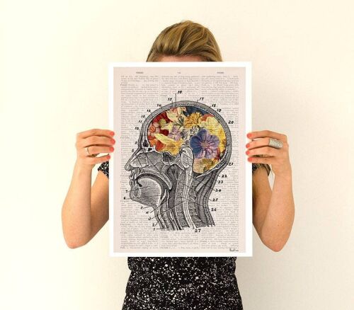 Gift Idea, Gift for Men, Brain Anatomy Art - Flower Anatomy Print- Medical Art - Anatomical Brain Art - Anatomy Wall Art - SKA053PA3 (No Hanger)