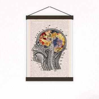 Idée cadeau, cadeau pour homme, Art de l'anatomie du cerveau - Impression de l'anatomie de la fleur - Art médical - Art du cerveau anatomique - Art mural de l'anatomie - SKA053PA3 (sans cintre) 2