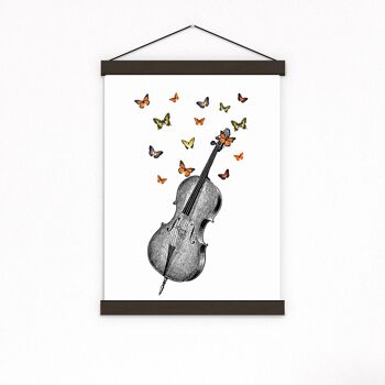 Idée cadeau, tirages d'art mural, collage de papillons Impression de livre vintage Papillons sur collage de violoncelle Impression sur art de dictionnaire vintage BFL083 - Musique L 8,2 x 11,6 (sans cintre) 3