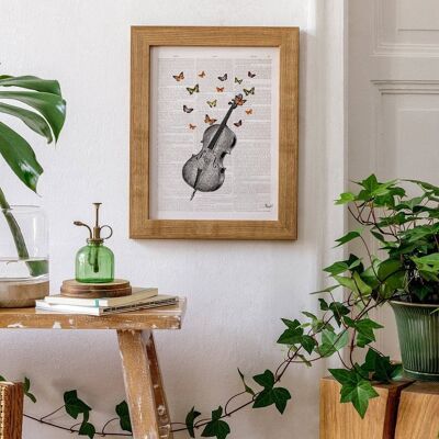 Geschenkidee, Wandkunstdrucke, Schmetterlingscollage Vintage-Buchdruck Schmetterlinge über Cello-Collage Druck auf Vintage-Wörterbuchkunst BFL083 – A4 Weiß 8,2 x 11,6