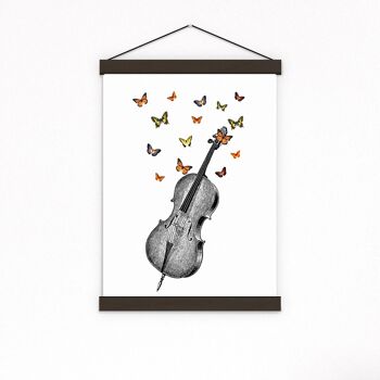 Idée cadeau, tirages d'art mural, collage de papillons Impression de livre vintage Papillons sur collage de violoncelle Impression sur art de dictionnaire vintage BFL083 - A5 Blanc 5,8 x 8,2 (sans cintre) 4