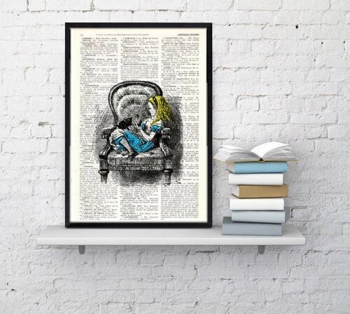 Gift Idea, Xmas Svg, Christmas Gifts, Alice in Wonderland Vintage Book Print book Print Alice in Wonderland Alice takes a nap Print ALW009 - Book Page M 6.4x9.6