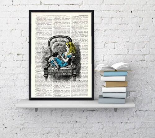 Gift Idea, Xmas Svg, Christmas Gifts, Alice in Wonderland Vintage Book Print book Print Alice in Wonderland Alice takes a nap Print ALW009 - Book Page L 8.1x12