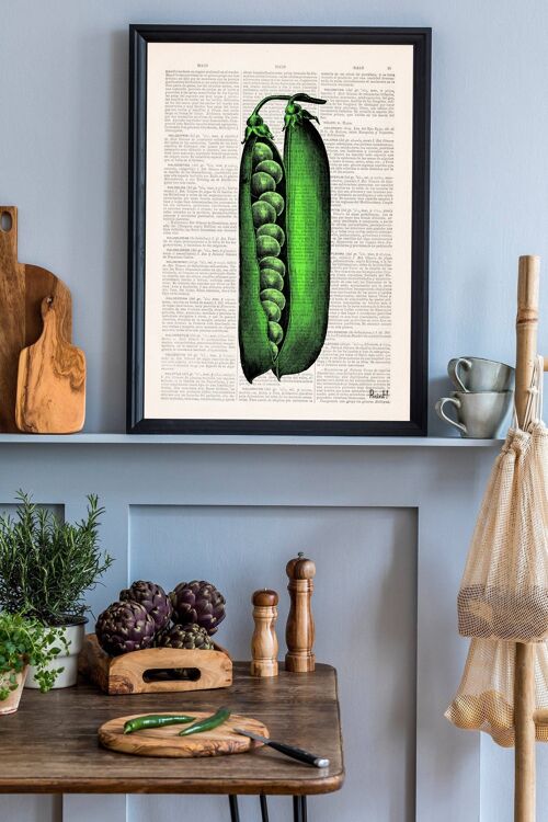 Gift Idea, Xmas unique gift idea, Kitchen wall art Pea Pod, Green wall art, Housewarming gift, new home gift, Home gifts, Art Print, BFL091 - Book Page L 8.1x12 (No Hanger)