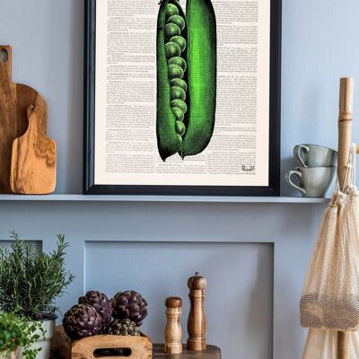 Gift Idea, Xmas unique gift idea, Kitchen wall art Pea Pod, Green wall art, Housewarming gift, new home gift, Home gifts, Art Print, BFL091 - Book Page M 6.4x9.6 (No Hanger)