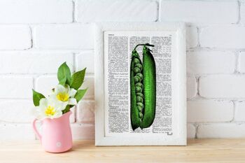 Idée cadeau, idée cadeau unique de Noël, art mural de cuisine Pea Pod, art mural vert, cadeau de pendaison de crémaillère, nouveau cadeau pour la maison, cadeaux pour la maison, impression d'art, BFL091 - blanc 8 x 10 4