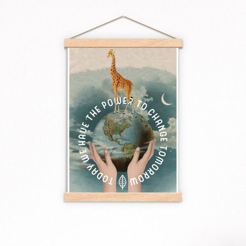 Giraffe Art Poster - Bathroom Decor - Nursery Room Decor - Ecological Art Print - Gift - Save the planet Art- Earth print - ANI100PA3 (No Hanger)