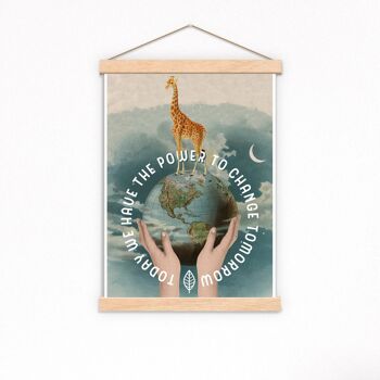 Affiche d'art de girafe - Décor de salle de bain - Décor de chambre de pépinière - Impression d'art écologique - Cadeau - Sauvez la planète Art - Impression de la terre - ANI100PA3 (Pas de cintre) 1