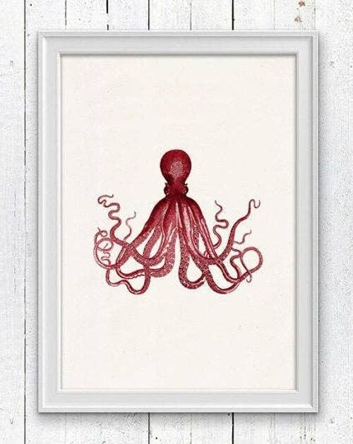 Gorgeous Red octopus no.16 - A5 White 5.8x8.2