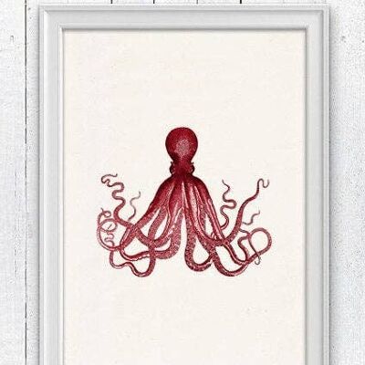 Gorgeous Red octopus no.16 - White 8x10 (No Hanger)