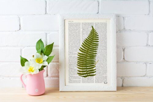 Green Fern Wall Art - Book Page L 8.1x12 (No Hanger)