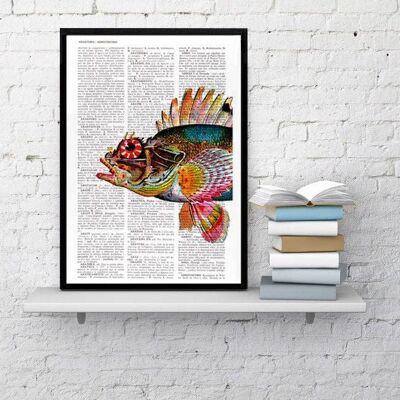 Détail du poisson hawaïen (Pilikoa) - Page de livre L 8.1x12