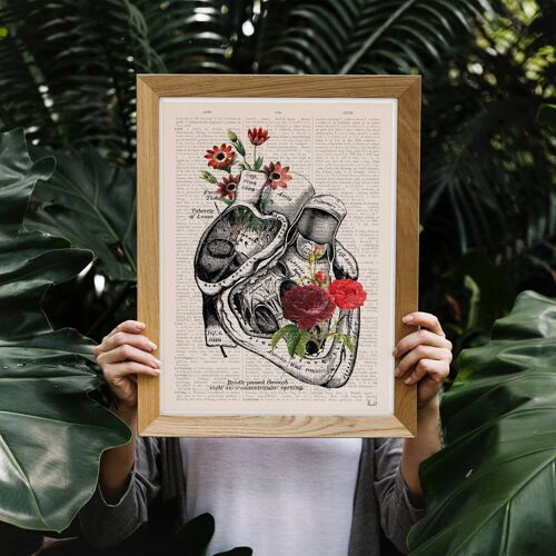 Heart with Roses Print - A3 White 11.7x16.5 (No Hanger)