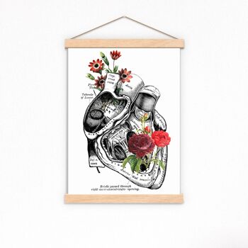 Coeur avec Roses Print - A3 Blanc 11.7x16.5 (Sans Cintre) 4