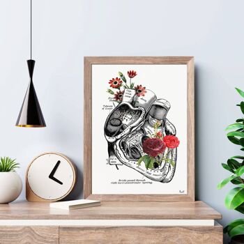 Coeur avec Roses Print - A4 Blanc 8.2x11.6 2