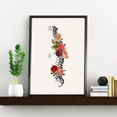 Home Gift, Christmas GiftChristmas Svg, Gift for her Christmas Gift Wall Art Print Springtime Roses Spine Anatomical Wall Art SKA137WA4 - A5 White 5.8x8.2 (No Hanger)