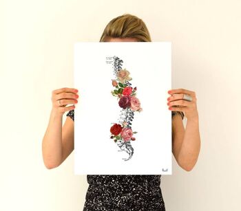 Cadeau pour la maison, cadeau de Noël Noël Svg, cadeau pour elle cadeau de Noël Wall Art Print Springtime Roses Spine Anatomical Wall Art SKA137WA4 - A5 White 5.8x8.2 (No Hanger) 3