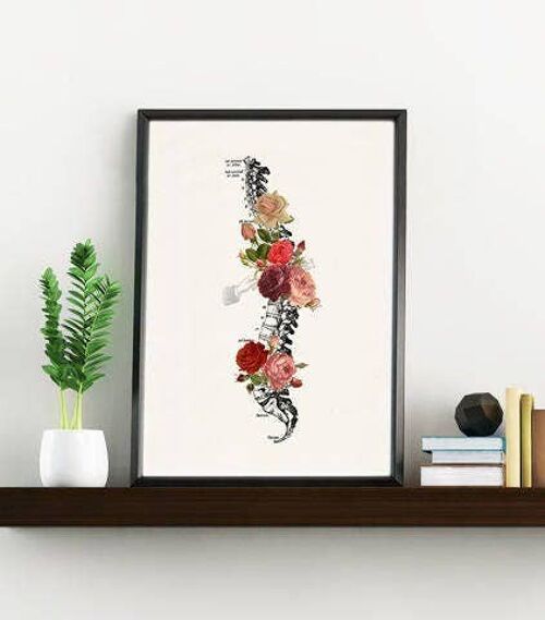 Home Gift, Christmas GiftChristmas Svg, Gift for her Christmas Gift Wall Art Print Springtime Roses Spine Anatomical Wall Art SKA137WA4 - A4 White 8.2x11.6 (No Hanger)