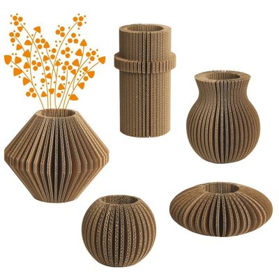 Assortiment de 5 vases en carton pliable "Cache-Cache"