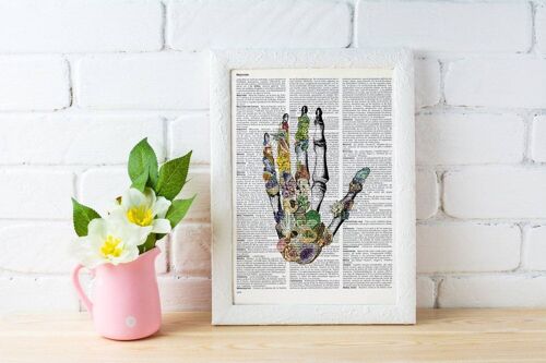 Home gift, Doctor gift Human Anatomy Hands, Minerals and Stones Hands. Anatomy art dictionary page Love gift -Anatomy art, Wall art SKA129 - Music L 8.2x11.6 (No Hanger)