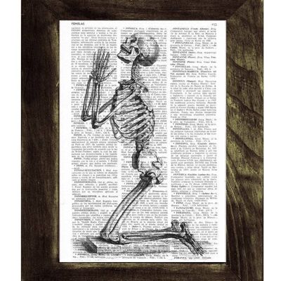 Regalo per la casa, regalo per il suo regalo di Natale Regalo medico Scheletro in preghiera - Stampa della pagina del libro del dizionario - Arte di anatomia sulla pagina del libro riciclato SKA085 - Pagina del libro L 8,1 x 12 (senza gancio)