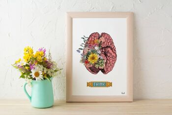 cadeau maison, Idée cadeau, Impression d'art mural Brain Flower Art - Illustration d'anatomie - Art mural de cerveau - Impression d'anatomie - Affiche anatomique - SKA131 - A3 Blanc 11,7x16,5 3