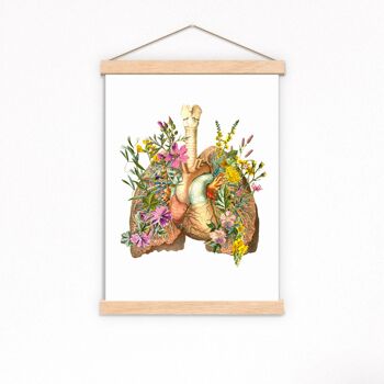 Cadeau maison - Cadeau de Noël - Cœur Anatomique - Poumon Fleur - Reproduction d'Art Anatomie - Art Médical - Affiche Anatomie - Cadeau Science - SKA099 - A5 Blanc 5.8x8.2 3