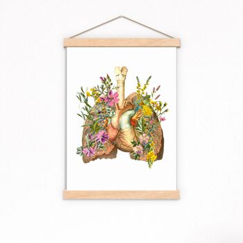 Cadeau maison - Cadeau de Noël - Cœur Anatomique - Poumon Fleur - Reproduction d'Art Anatomie - Art Médical - Affiche Anatomie - Cadeau Science - SKA099 - Blanc 8x10 (Sans Cintre) 3