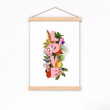 cadeau à la maison, Cadeaux de Noël pour maman, Love Wall Art Beach, Décoration d'intérieur, Art de la typographie, Plantes et fruits exotiques, Art mural signe d'amour, TYQ211WA3 - A5 Blanc 5,8 x 8,2 2