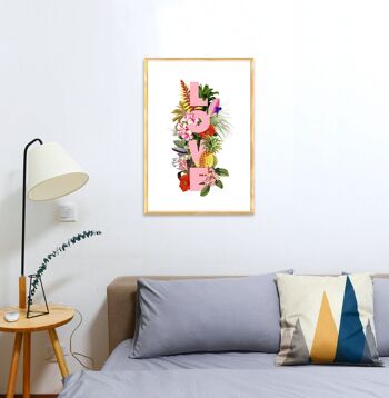 cadeau à la maison, Cadeaux de Noël pour maman, Love Wall Art Beach, Décoration d'intérieur, Art de la typographie, Plantes et fruits exotiques, Art mural signe d'amour, TYQ211WA3 - A5 Blanc 5,8 x 8,2 4