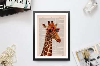 Cadeau pour la maison, cadeaux de Noël, girafe cool avec des lunettes de soleil, art drôle, impressions drôles, art mural, décoration murale, art mural de chambre d'enfant, impressions ANI008 - Book Page S 5x7 1