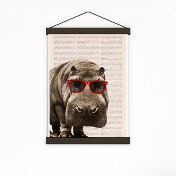 Cadeau pour la maison, Cadeaux de Noël, Affiche Cool Hippo, Art animalier drôle, Art mural, Décoration murale, Décor de pépinière, Art de pépinière, Affiche de pépinière ANI013PA3 (Pas de cintre) 2