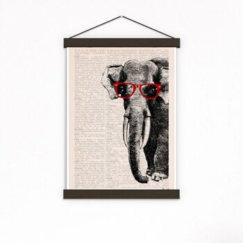 cadeau à la maison, Cadeaux de Noël, Éléphant avec des lunettes rouges, Art d'éléphant, Art de pépinière, Art mural, Art animalier, Décor animalier, Respectueux de l'environnement ANI096PA3 (Pas de cintre) 2