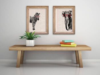 cadeau à la maison, Cadeaux de Noël, Éléphant avec des lunettes rouges, Art de l'éléphant, Art de la pépinière, Art mural, Art animalier, Décor animalier, Eco friendly ANI096PA3 4