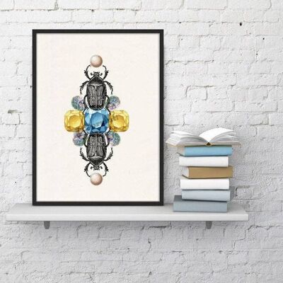 home gift, Christmas Gifts, Gift for her, Christmas Gifts for mom, Wall art print Beetles and jewelry stones together wall poster ANI235WA4 - White 8x10 (No Hanger)