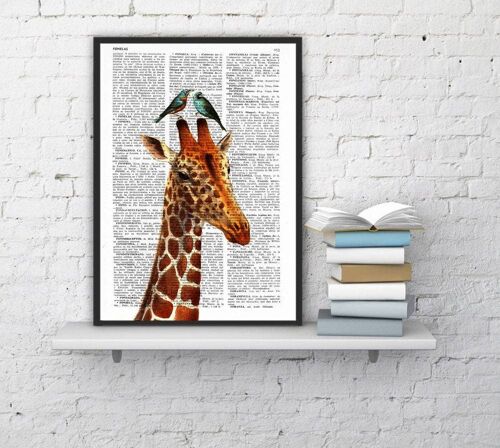 Home Gift, Christmas Gifts, Honeymoon Giraffe, Animal Art, Wall Art, Wall Decor, Gift Art for Home, Nursery Wall Art, Funy Prints, ANI006 - Book Page S 5x7