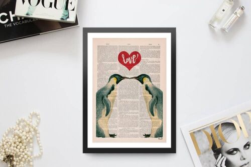 home gift, Christmas Gifts, Penguins in love, Penguins, Wall art, Wall decor, Gift Art for Home, Nursery art, Prints, Wholesale ANI015 - Book Page S 5x7
